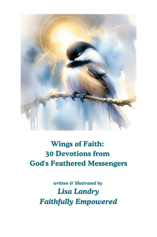 Book cover of 'Wings of Faith' with a bird on a branch against a light background