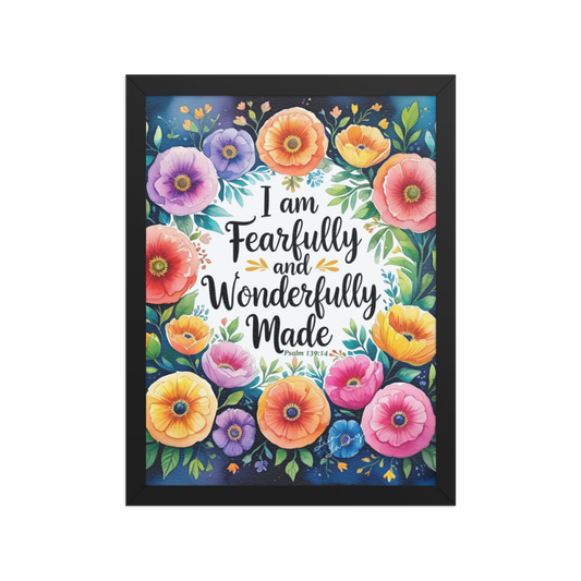 “Fearfully & Wonderfully Made” – Framed Floral Scripture Art (12x16)
